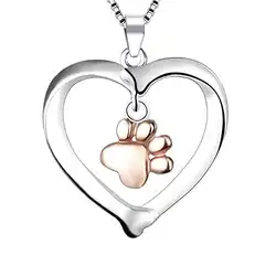 Une image de Un bijou pour les amoureux des animaux : le collier LYTOPTOP en argent sterling S925 en forme de cœur avec pendentif en forme de patte en or rose