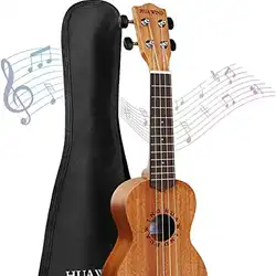Une image de Le choix parfait pour une petite amie créative et mélomane: le HUAWIND Ukulélé Soprano pour Débutants 21 Pouces Acajou Démarreur Professionnel, Ukulélé Hawaïen Petite Guitare pour Enfants Adultes étudiants
