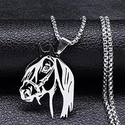 Une image de Mode Tête De Cheval Pendentif Collier : Le cadeau parfait pour votre petite amie aventurière et amateur d'animaux